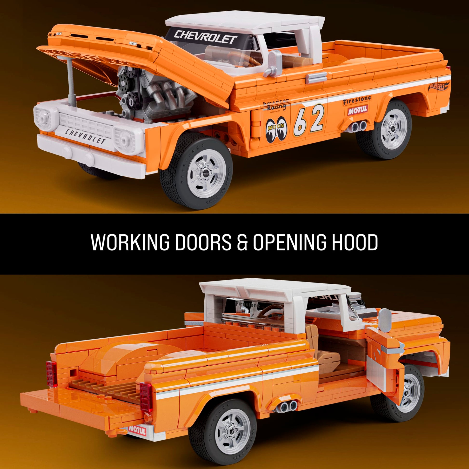 (Sold Out) Mattel Brick Shop Hot Wheels Custom ’62 Chevy Pickup Building Toy Kit (858 Pieces), For Collectors