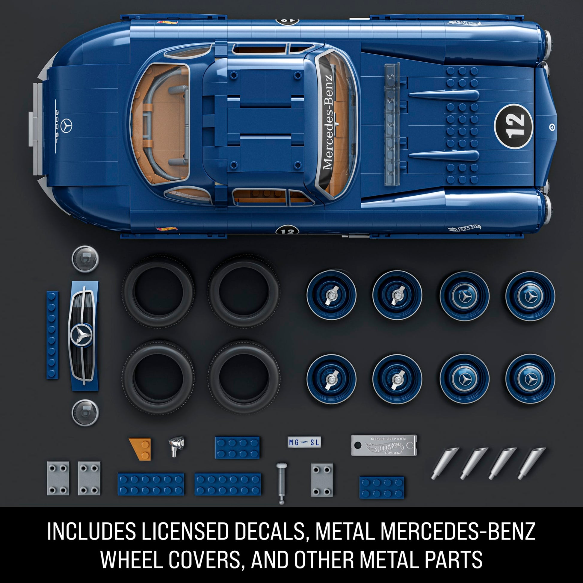 (Sold Out) Mattel Brick Shop Hot Wheels Mercedes-Benz 300 SL Building Toy Kit (1600 Pieces), For Collectors