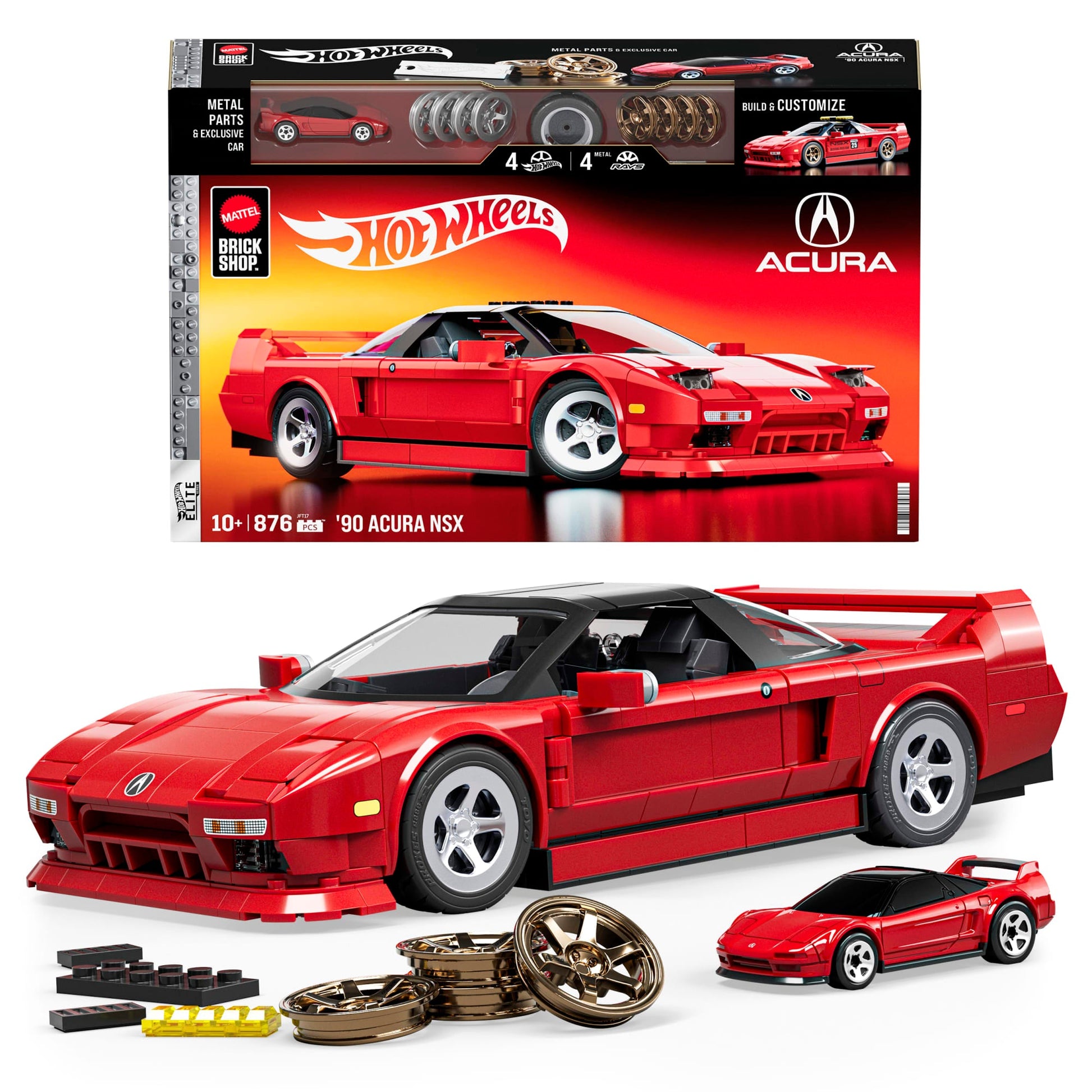 (Sold Out) Mattel Brick Shop Hot Wheels ’90 Acura Nsx Building Toy (876 Pieces), For Collectors